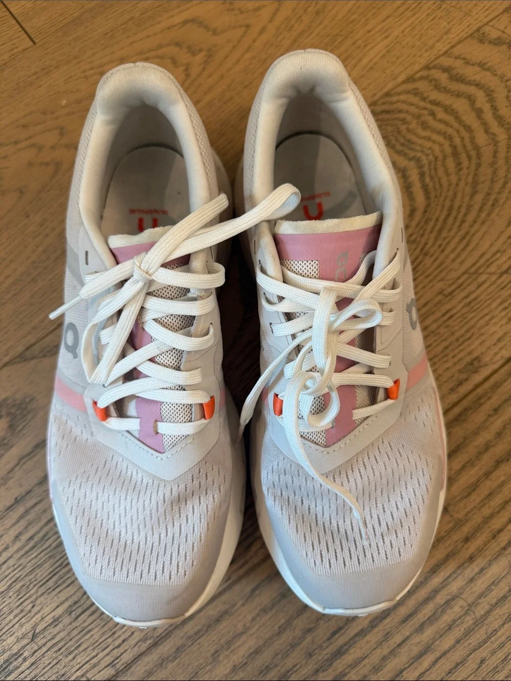 On Running Women’s Athletic Shoes - White with Pink & Orange Accents